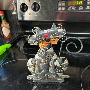 Halloween black cat candle holder